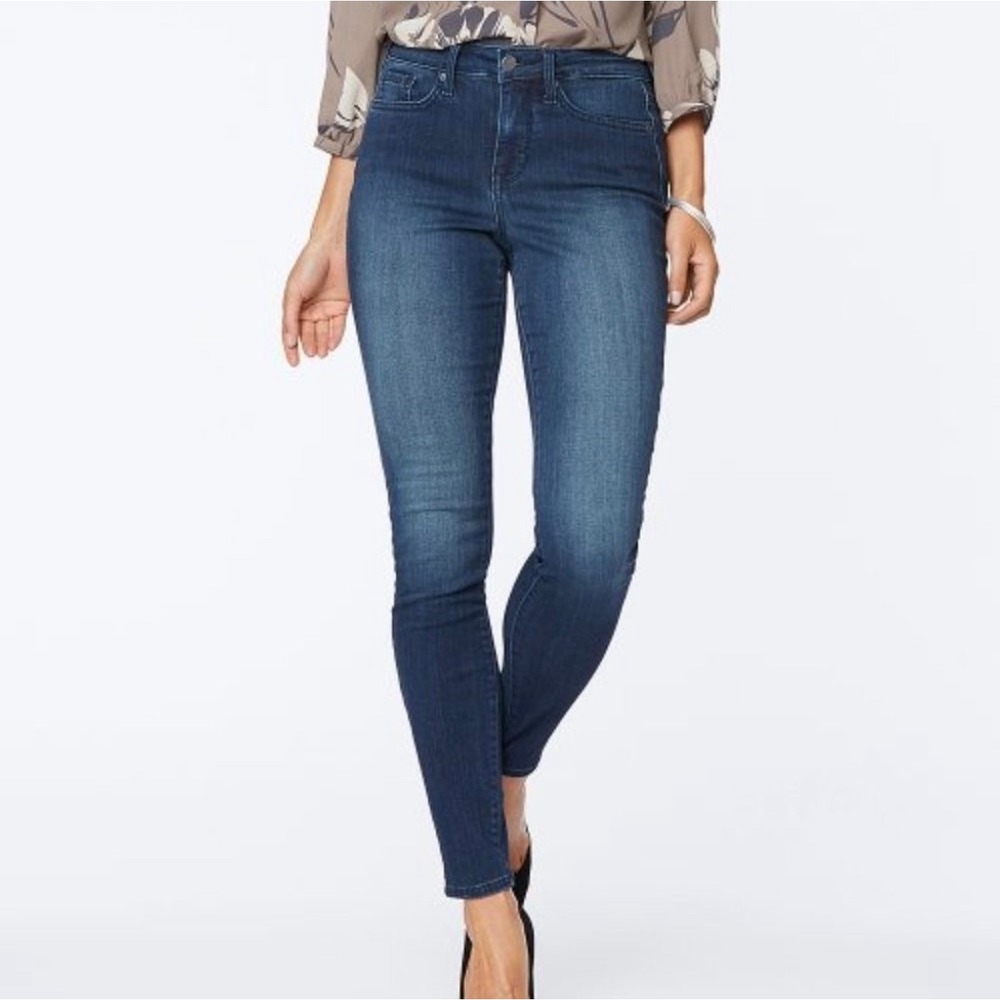 NYDJ Ami Skinny Jeans Pilar Dark Blue Ankle High Rise 12 Stretch Lift Tuck